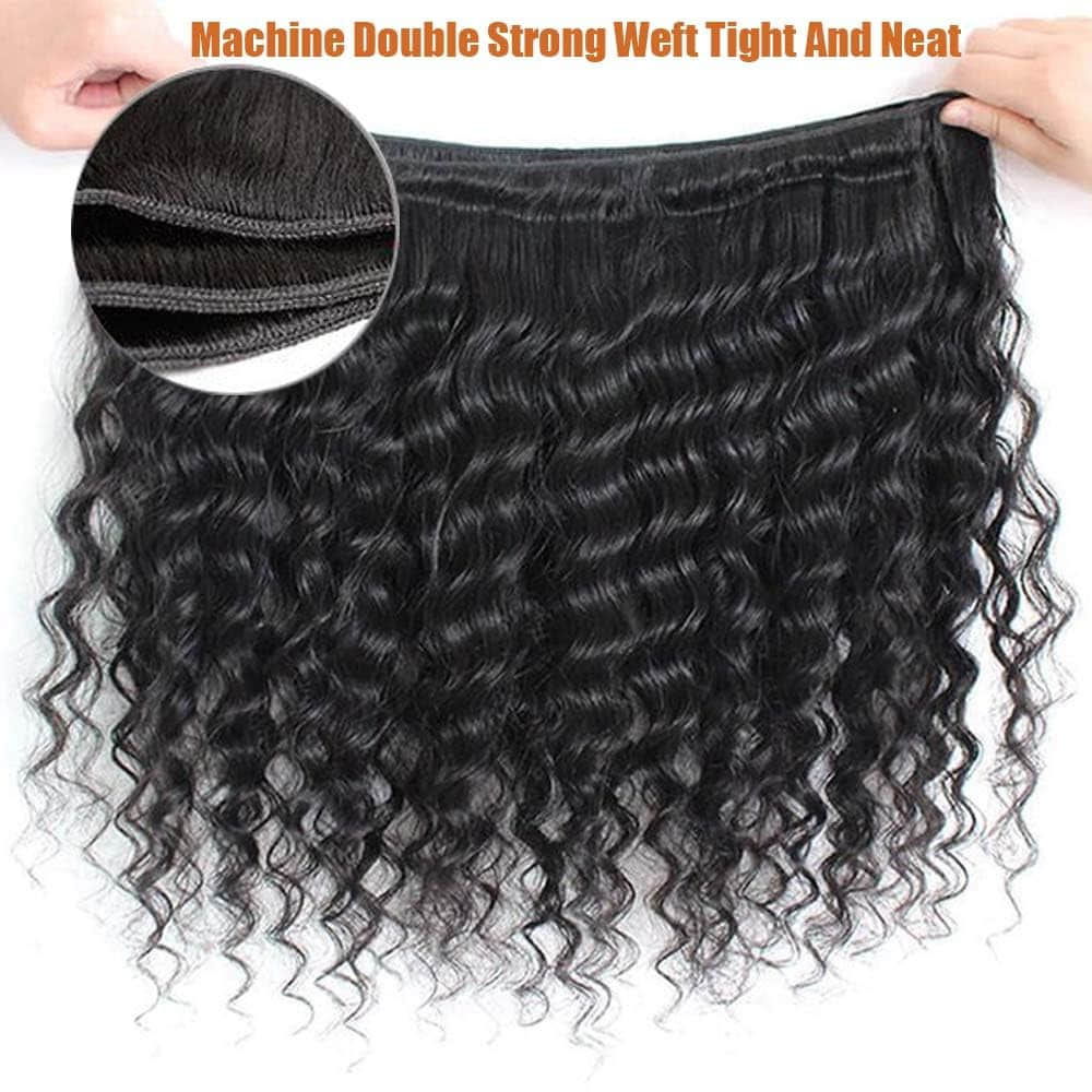 Deep Curly Brazilian Virgin Hair Bundles 10-30 Inch | Natural Black #1B