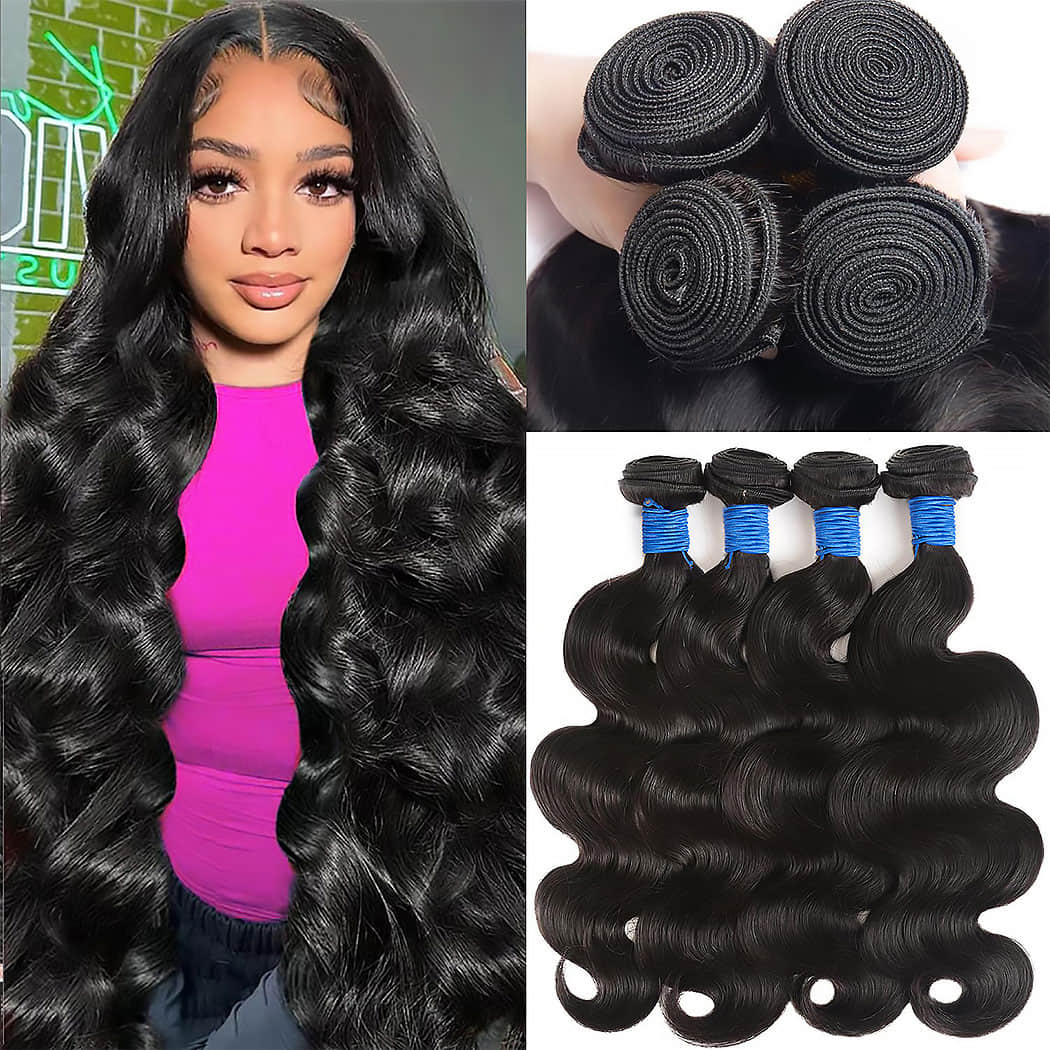 Body Wave Brazilian Virgin Hair Bundles 10-30 Inch | Natural Black #1B | Human Hair