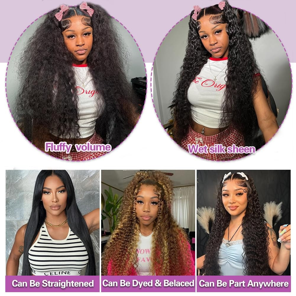 13"x4" HD Lace Deep Wave Frontal Wig 18-30 Inch | Natural Black #1B | 180% Density