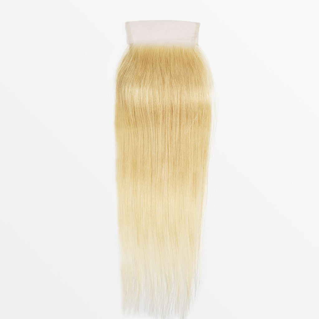 #613 Blonde 5"x5" Straight Transparent Lace Closure 12-20 Inch | Brazilian Virgin Hair