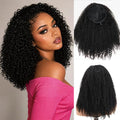 Kinky Curly Half Wig | 180% Density Glueless Clip-In Human Hair Wig | Natural Black