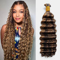 Deep Wave Bulk Hair for Braiding P4/27 Honey Brown | Brazilian Virgin Hair 14-20 Inch