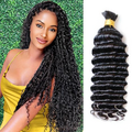 Deep Wave Bulk Hair for Braiding 14-24 Inch | Natural Black #1B | Brazilian Virgin Hair