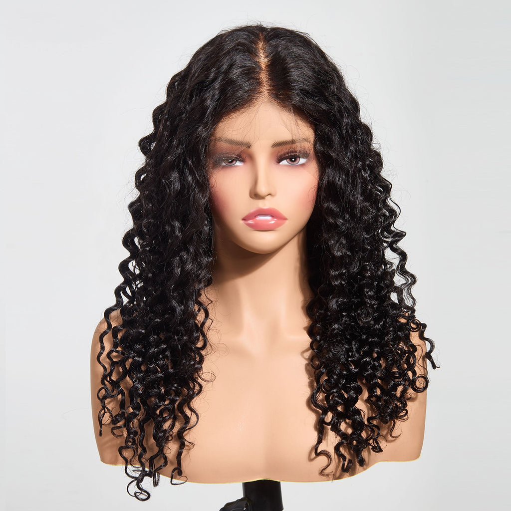 13"x4" Deep Wave Transparent Lace Frontal Wig 16-28 Inch | 150% Density | Natural Black #1B