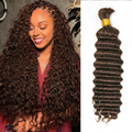 #4 Dark Brown Deep Wave Bulk Hair for Braiding | Brazilian Virgin Human Hair 14-20 Inch