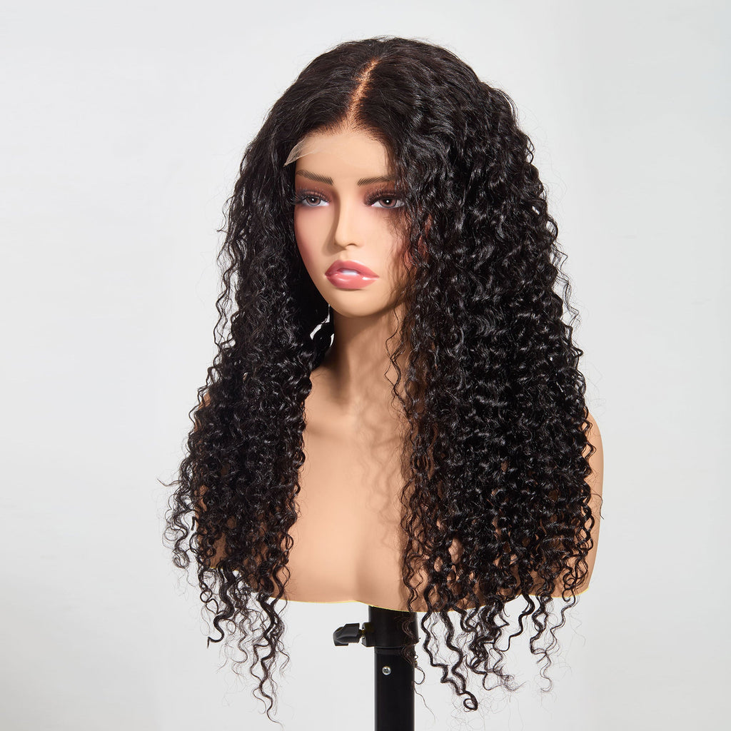 5"x5" Water Wave Transparent Glueless Lace Closure Wig 18-28 Inch | Natural Black #1B