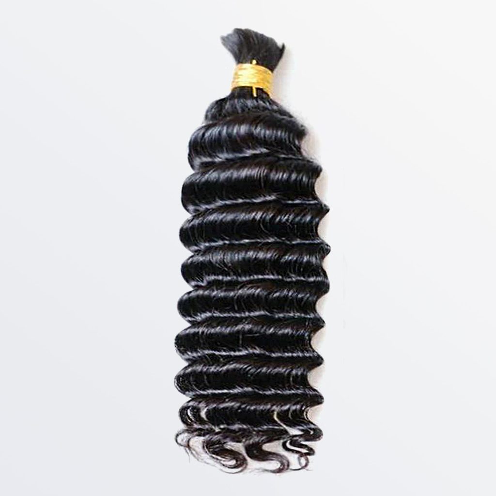 Deep Wave Bulk Hair for Braiding 14-24 Inch | Natural Black #1B | Brazilian Virgin Hair