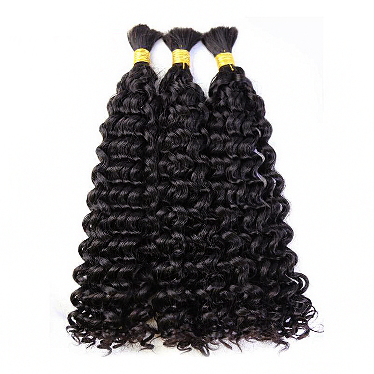 Water Wave Bulk Hair for Braiding 14-24 Inch | Natural Black #1B | Brazilian Virgin Hair