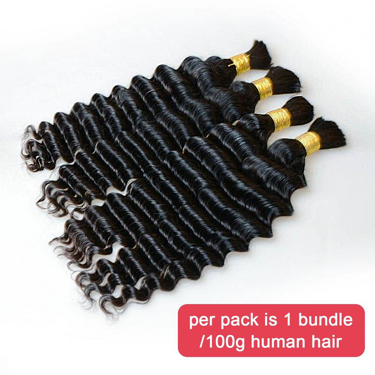 Deep Wave Bulk Hair for Braiding 14-24 Inch | Natural Black #1B | Brazilian Virgin Hair