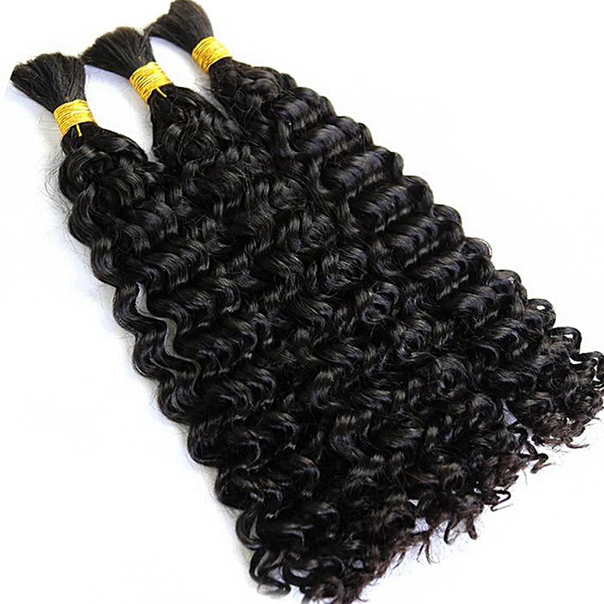 Water Wave Bulk Hair for Braiding 14-24 Inch | Natural Black #1B | Brazilian Virgin Hair