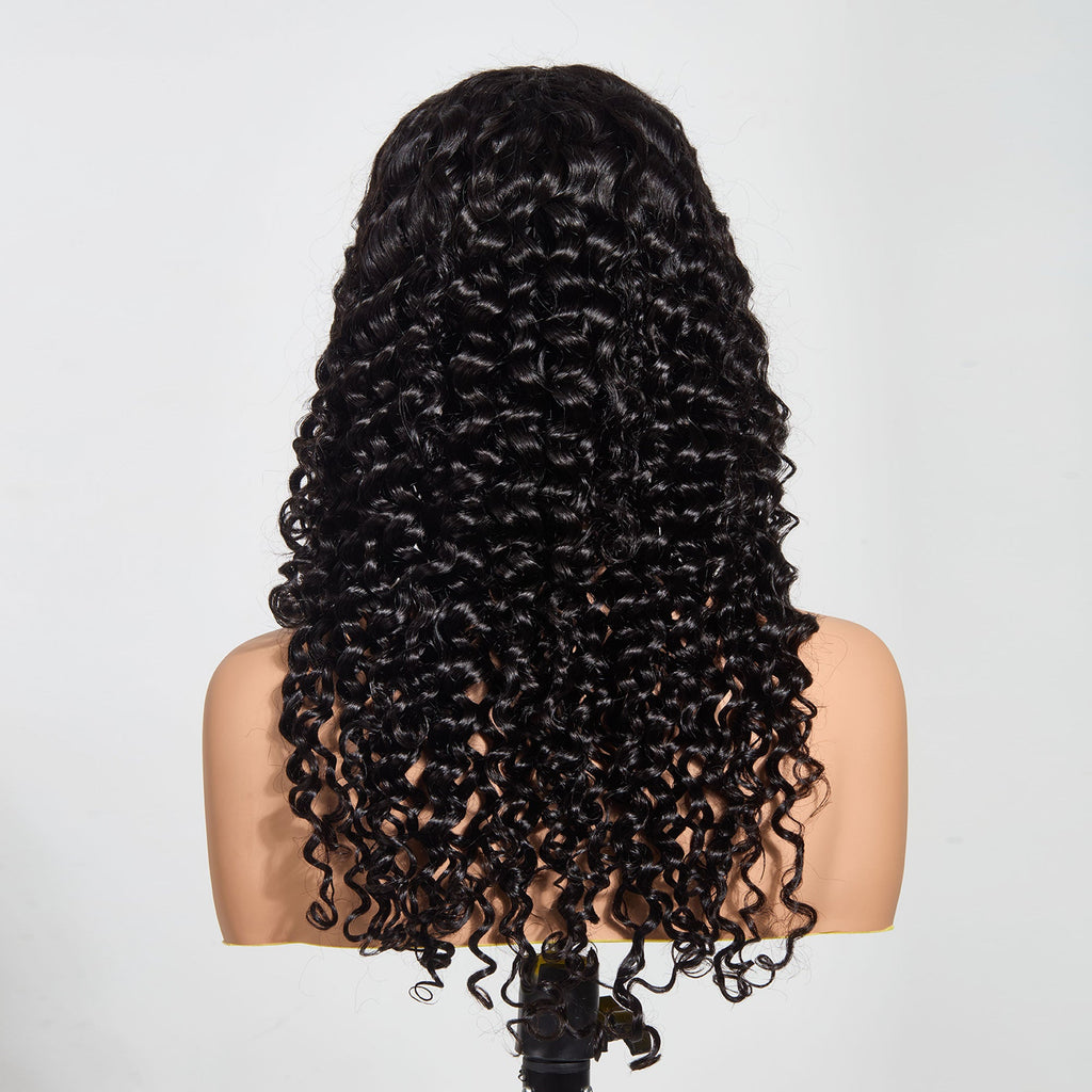 13"x4" Deep Wave Transparent Lace Frontal Wig 16-28 Inch | 150% Density | Natural Black #1B