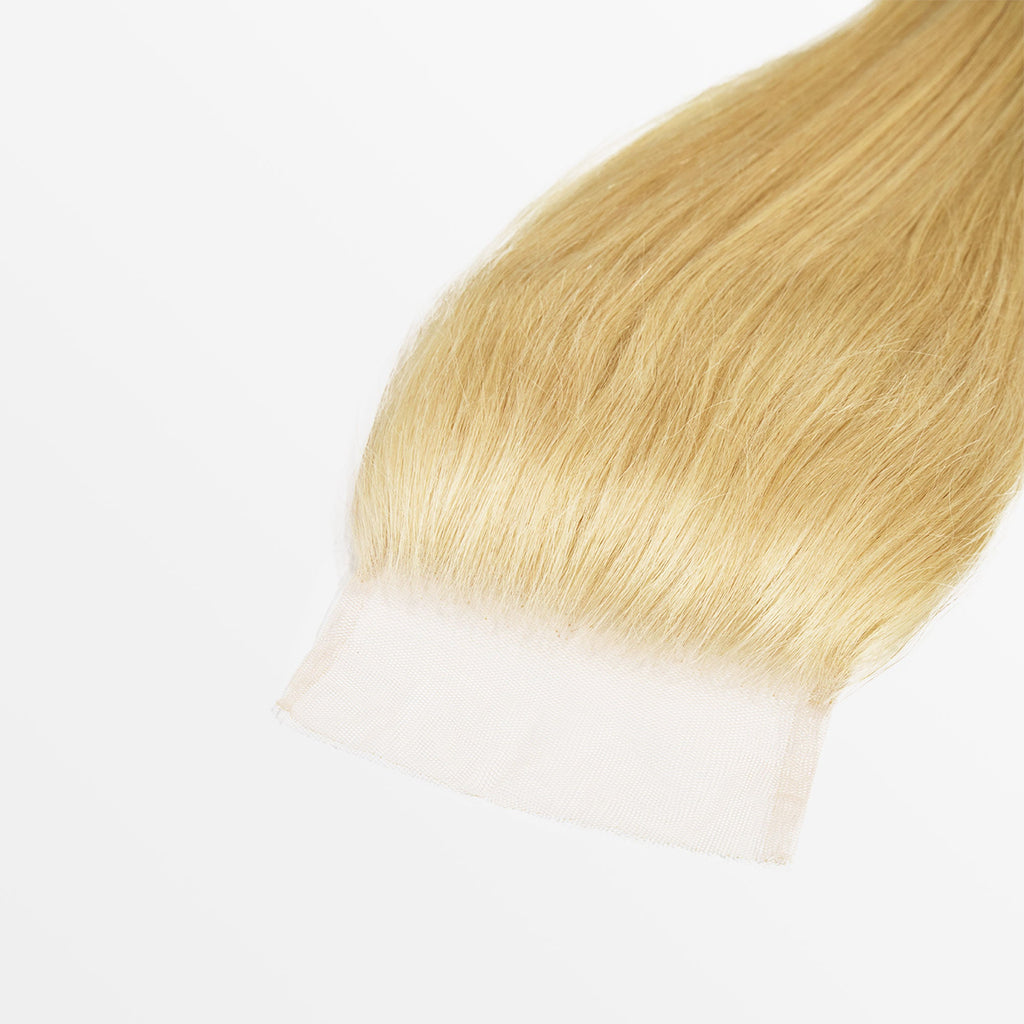 #613 Blonde 5"x5" Straight Transparent Lace Closure 12-20 Inch | Brazilian Virgin Hair