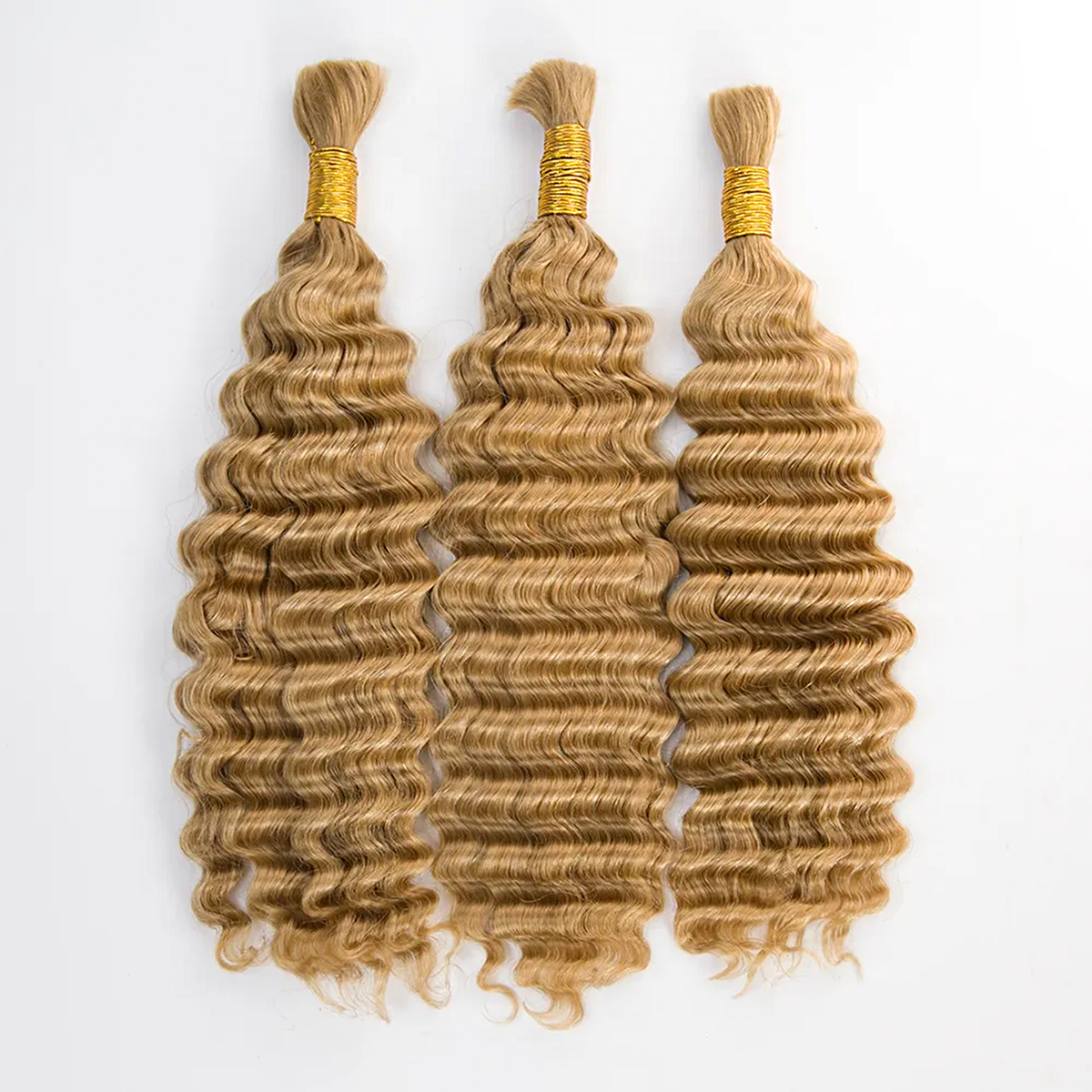 #27 Honey Blonde Deep Wave Bulk Hair for Braiding 14-20 Inch | Brazilian Virgin Hair