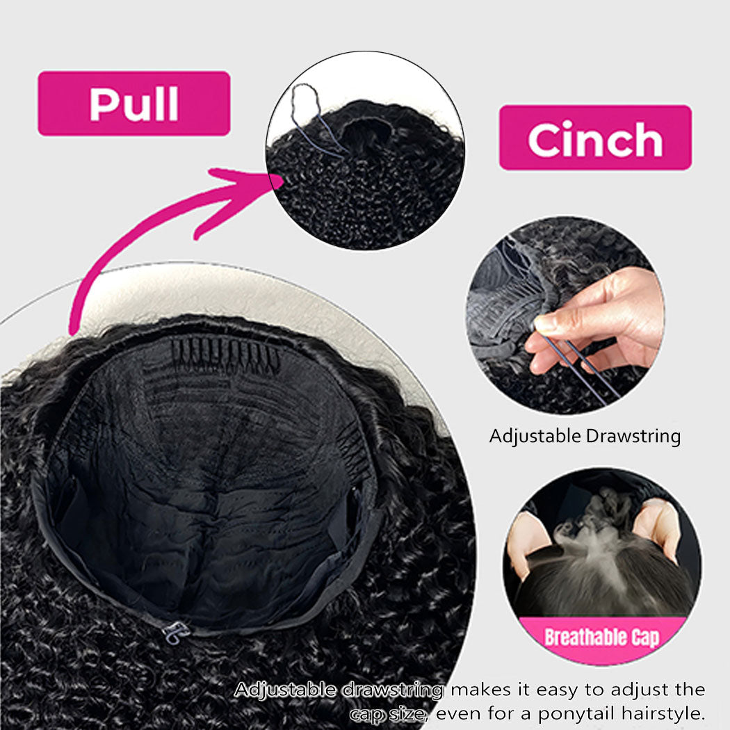 Burmese Curly Half Wig | 180% Density Glueless Clip-In Human Hair Wig | Natural Black
