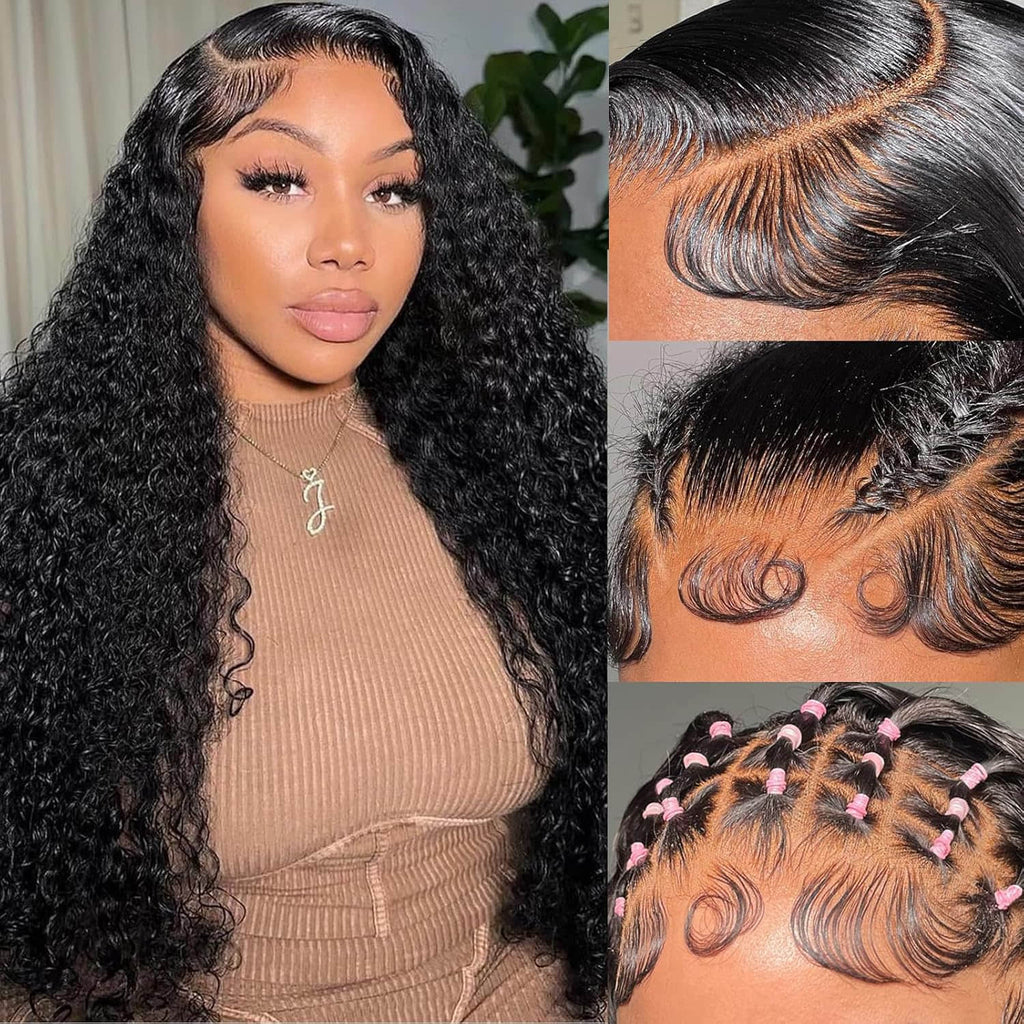 5"x5" Water Wave Transparent Glueless Lace Closure Wig 18-28 Inch | Natural Black #1B