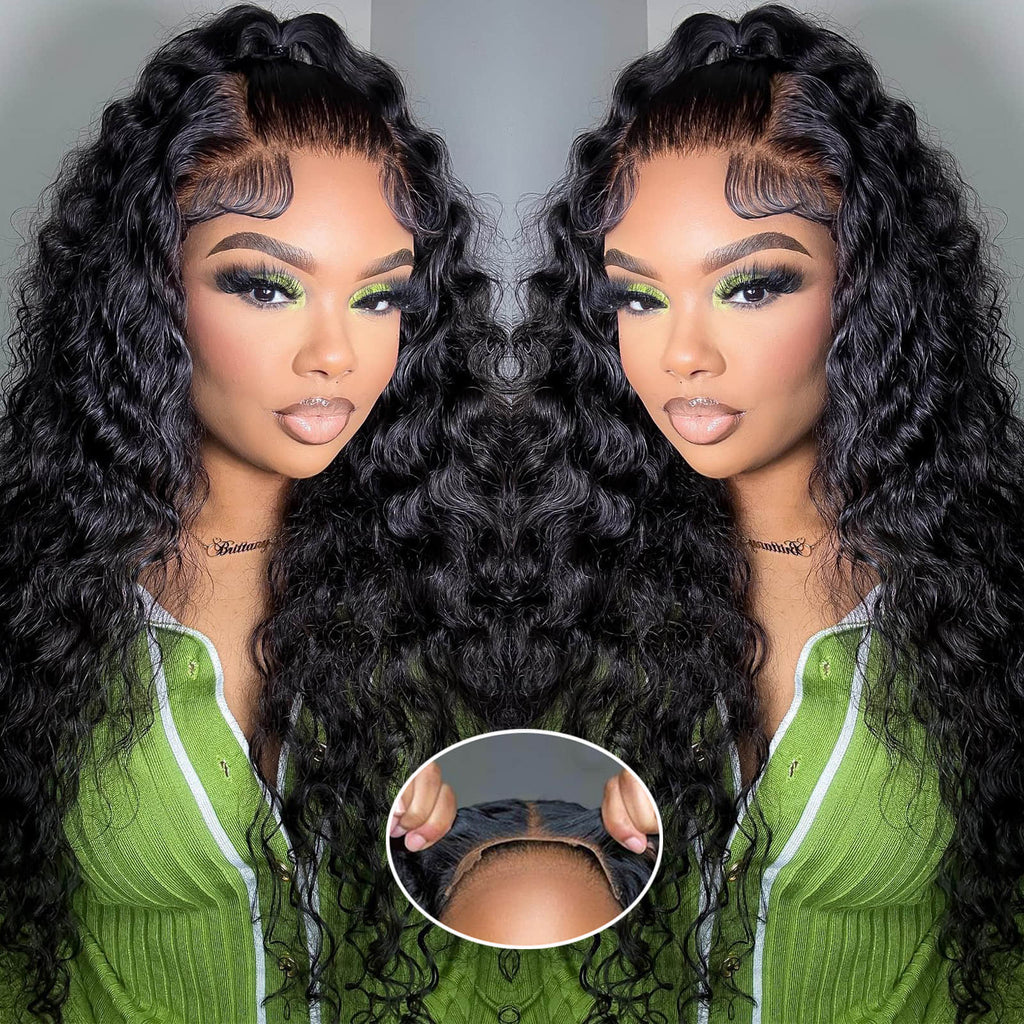 5"x5" Water Wave Transparent Glueless Lace Closure Wig 18-28 Inch | Natural Black #1B