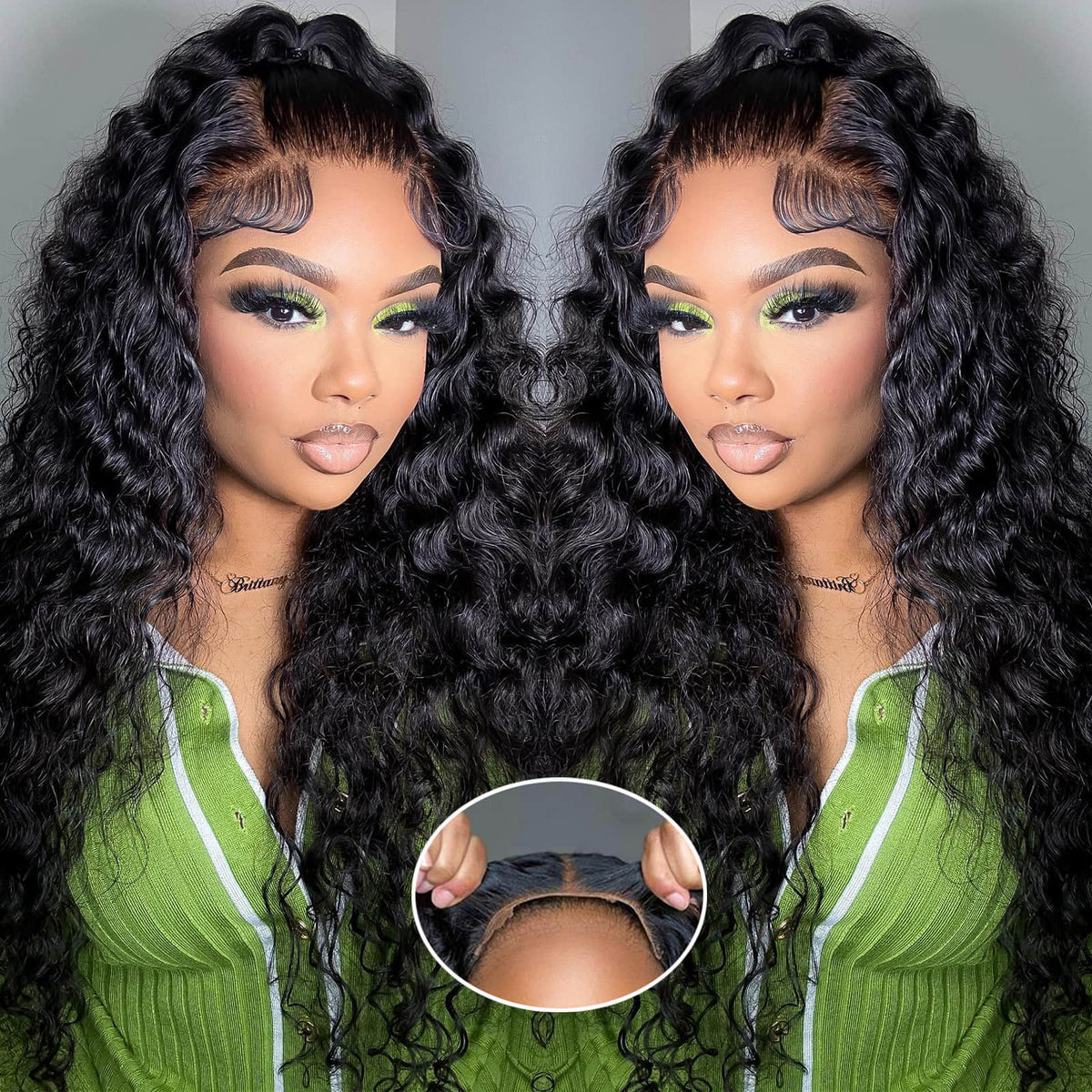 5"x5" Water Wave Transparent Glueless Lace Closure Wig 18-28 Inch | Natural Black #1B