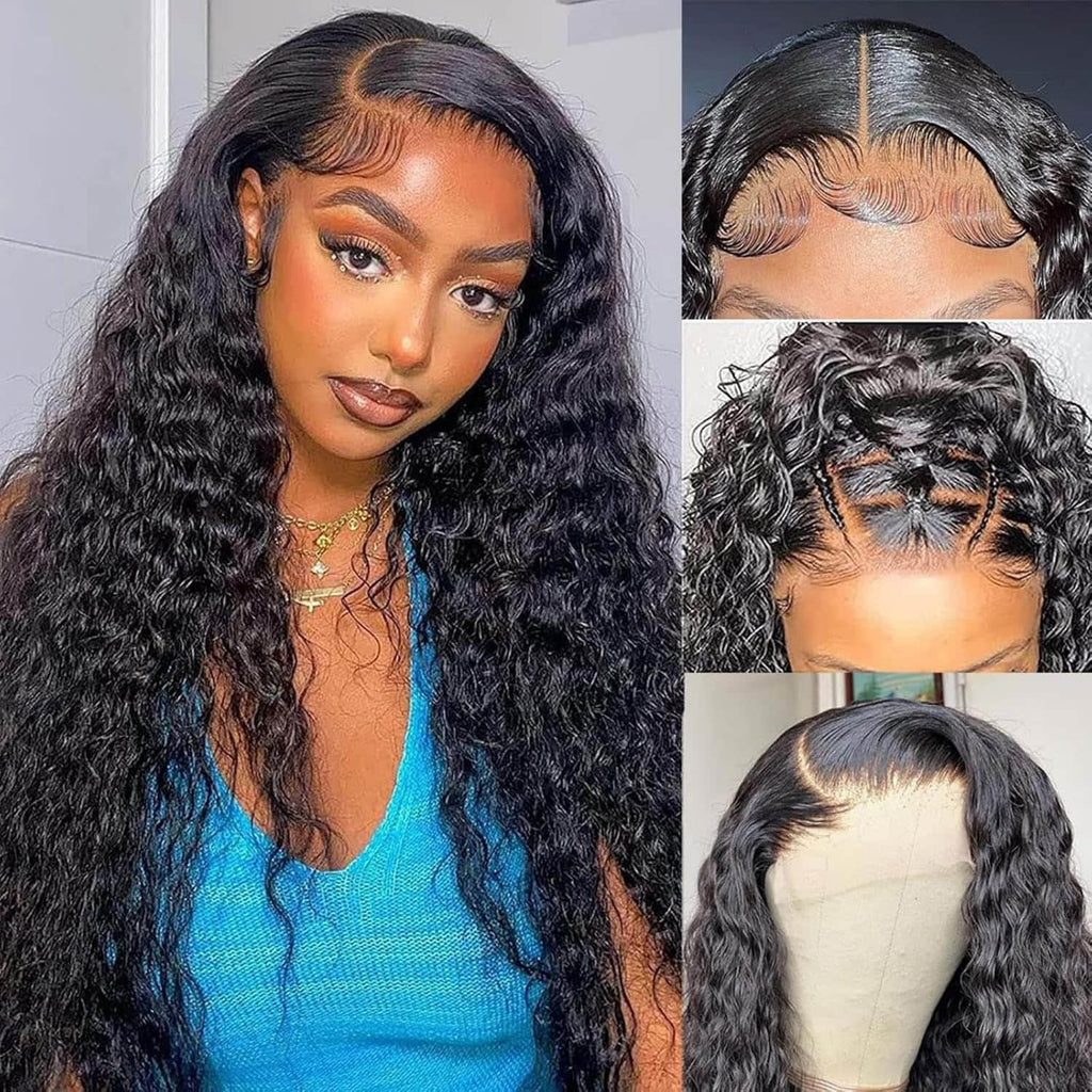 5"x5" Water Wave Transparent Glueless Lace Closure Wig 18-28 Inch | Natural Black #1B