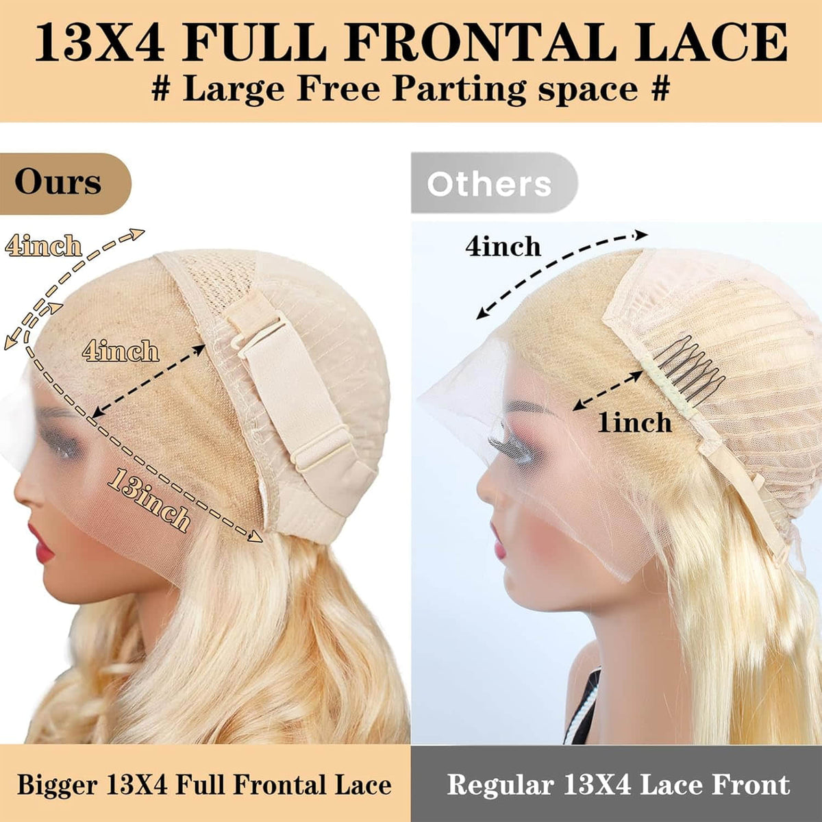 #613 Blonde 13"x4" Body Wave Transparent Lace Frontal Wig 22-28 Inch | 200% Density