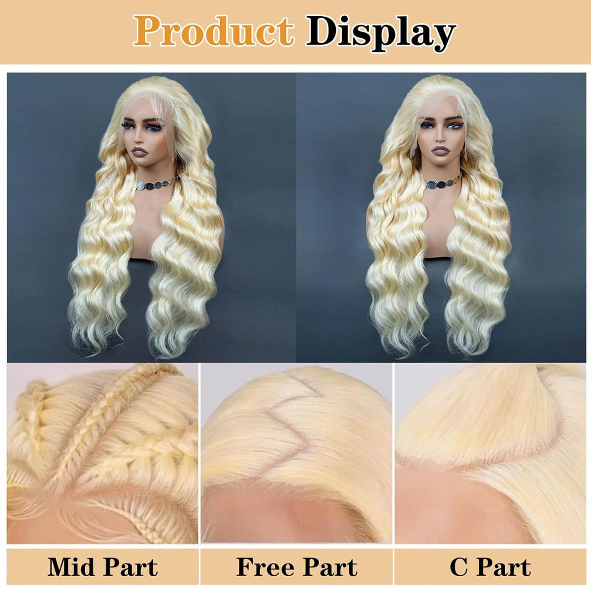 #613 Blonde 13"x4" Body Wave Transparent Lace Frontal Wig 22-28 Inch | 200% Density