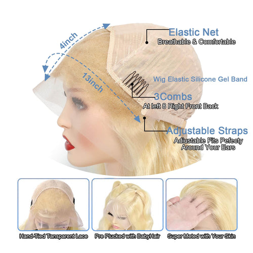 #613 Blonde 13"x4" Body Wave Transparent Lace Frontal Wig 16-30 Inch | 150% Density