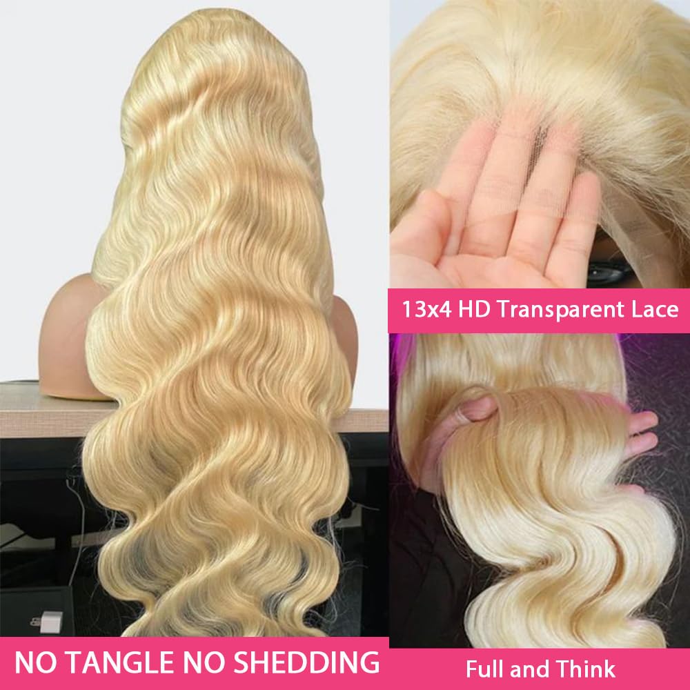 #613 Blonde 13"x4" Body Wave Transparent Lace Frontal Wig 16-30 Inch | 150% Density