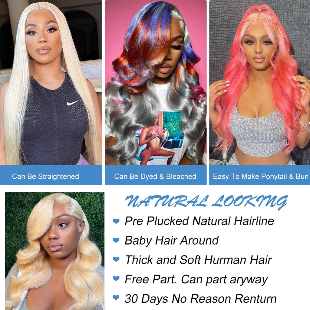 #613 Blonde 13"x4" Body Wave Transparent Lace Frontal Wig 16-30 Inch | 150% Density