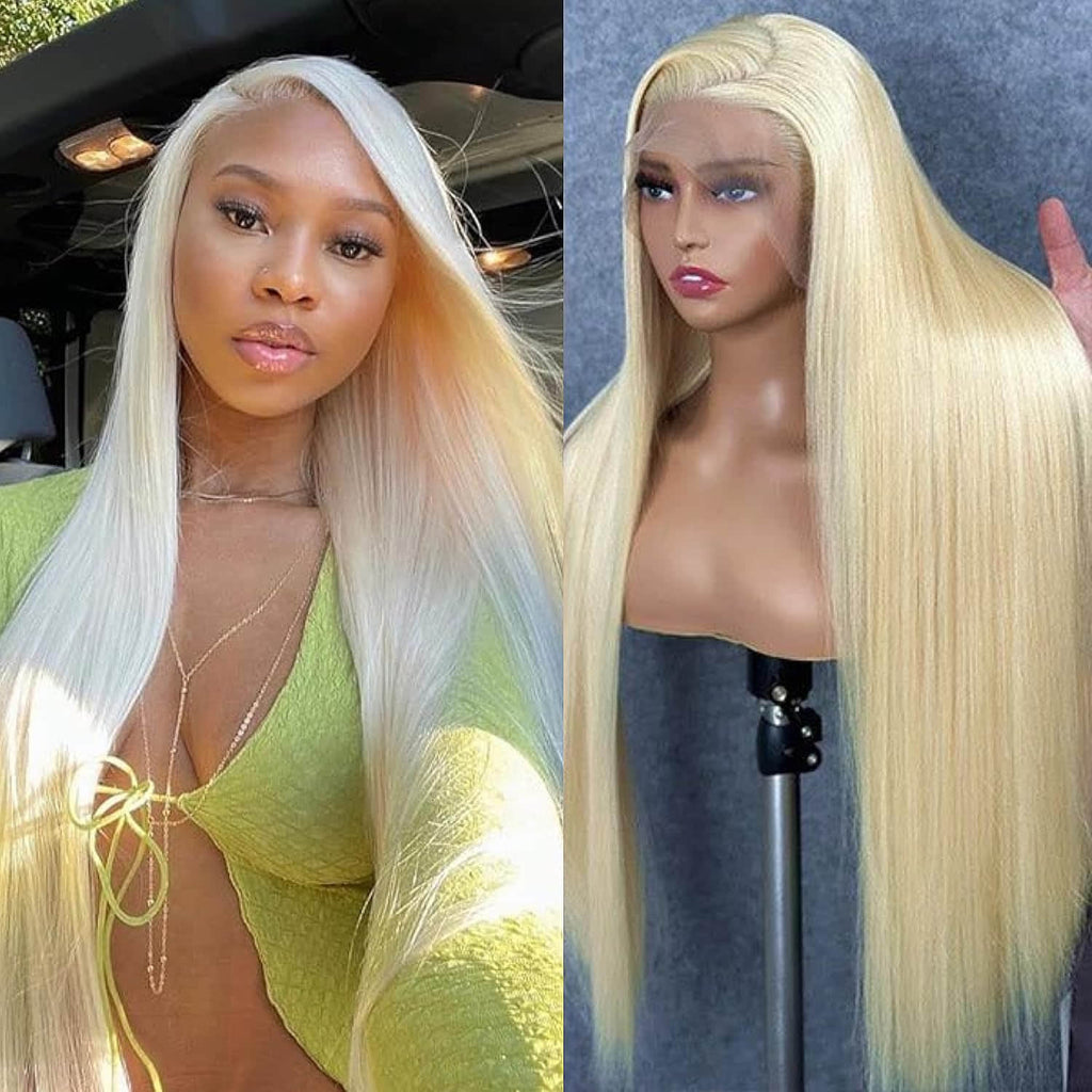 #613 Blonde 13"x4" Straight Transparent Lace Frontal Wig 16-28 Inch | 150% Density