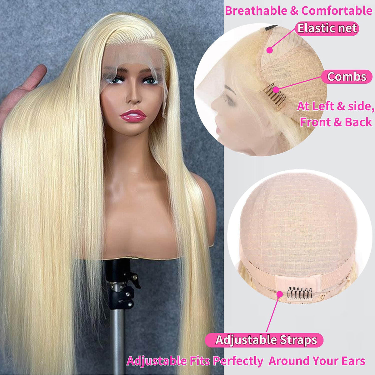#613 Blonde 13"x4" Straight Transparent Lace Frontal Wig 16-28 Inch | 150% Density