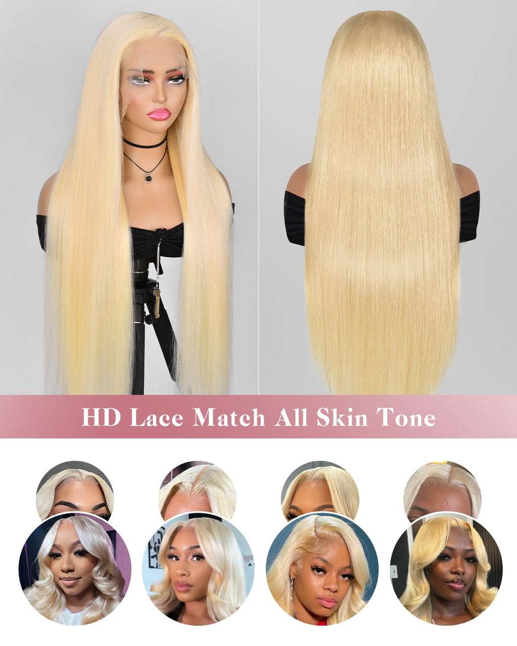 #613 Blonde 13"x4" Straight Transparent Lace Frontal Wig 22-28 Inch | 200% Density
