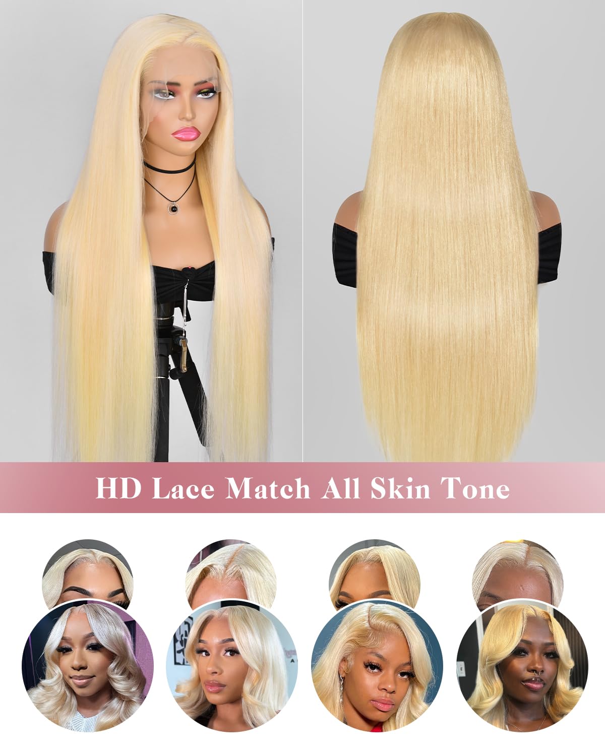 #613 Blonde 13"x4" Straight Transparent Lace Frontal Wig 22-28 Inch | 200% Density