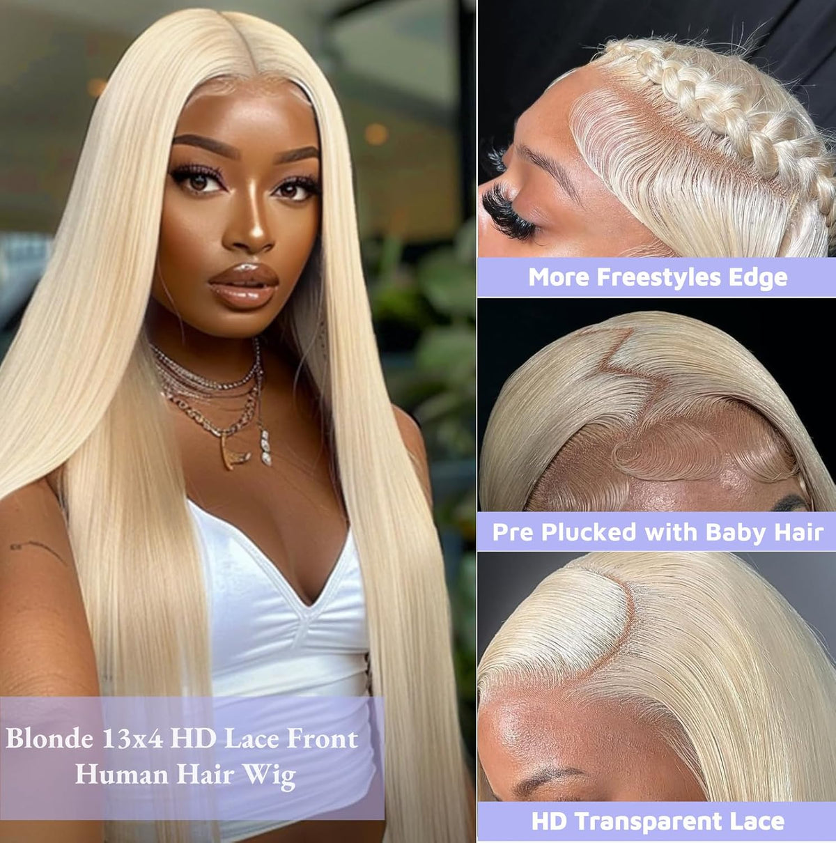 #613 Blonde 13"x4" Straight Transparent Lace Frontal Wig 22-28 Inch | 200% Density