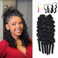 Burmese Curly Feather Crochet Human Hair Extensions | Miracle Knots Boho Braid | Natural Black