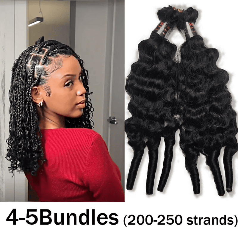 Burmese Curly Feather Crochet Human Hair Extensions | Miracle Knots Boho Braid | Natural Black
