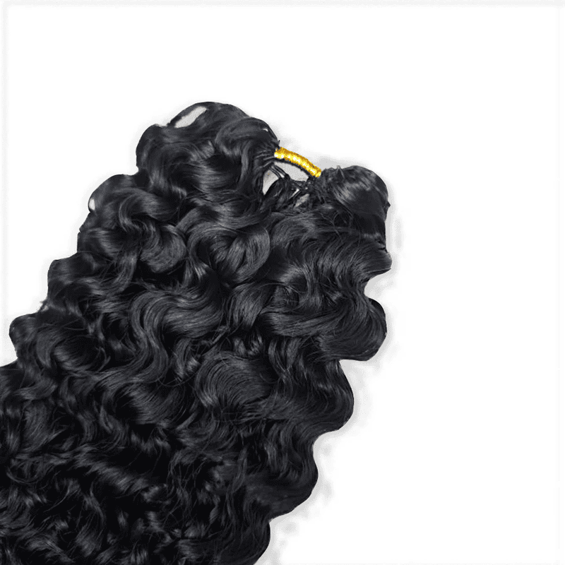 Burmese Curly Feather Crochet Human Hair Extensions | Miracle Knots Boho Braid | Natural Black