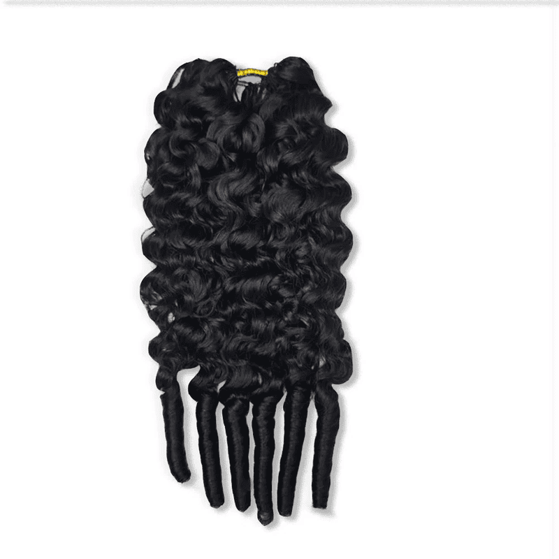 Burmese Curly Feather Crochet Human Hair Extensions | Miracle Knots Boho Braid | Natural Black