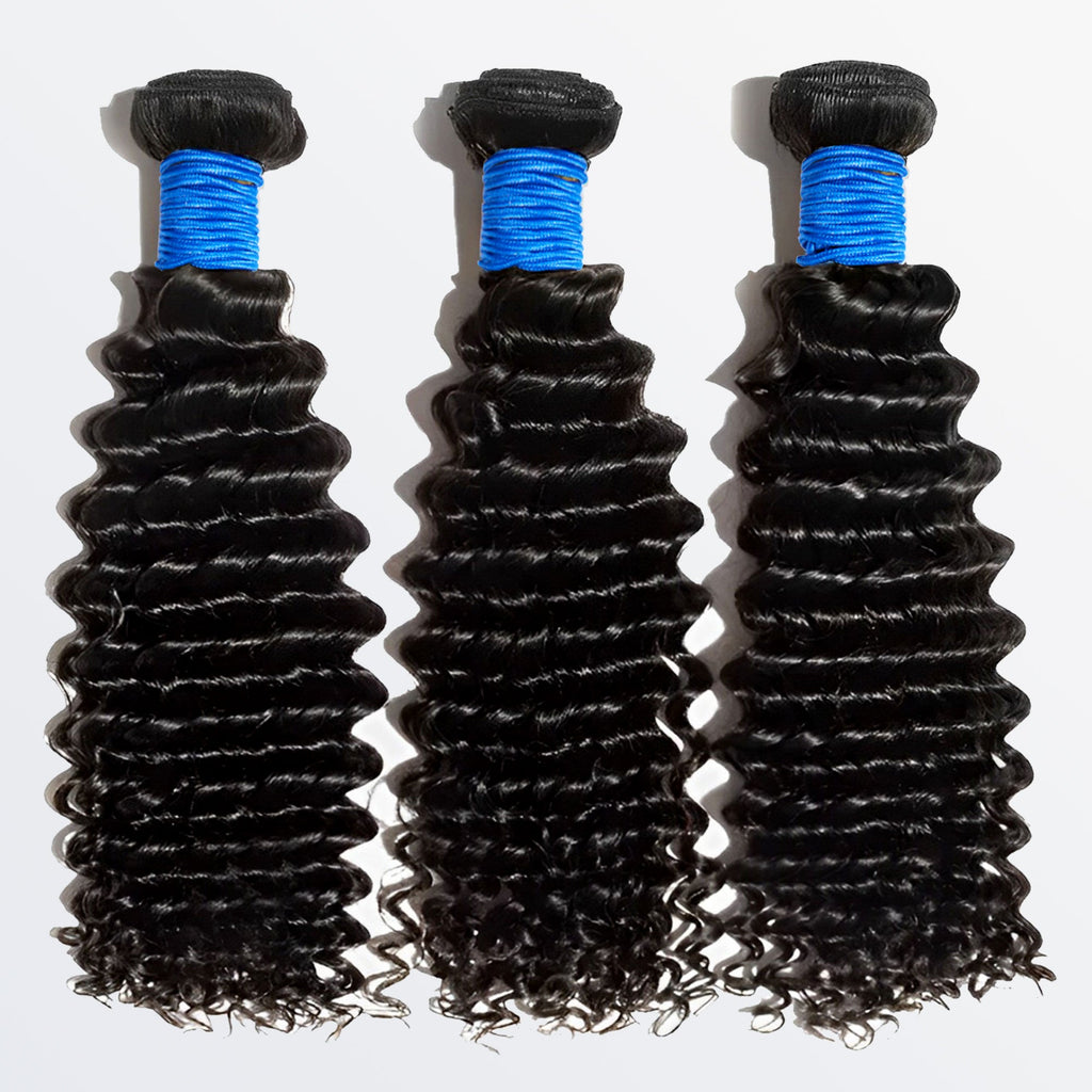 Deep Curly Brazilian Virgin Hair Bundles 10-30 Inch | Natural Black #1B
