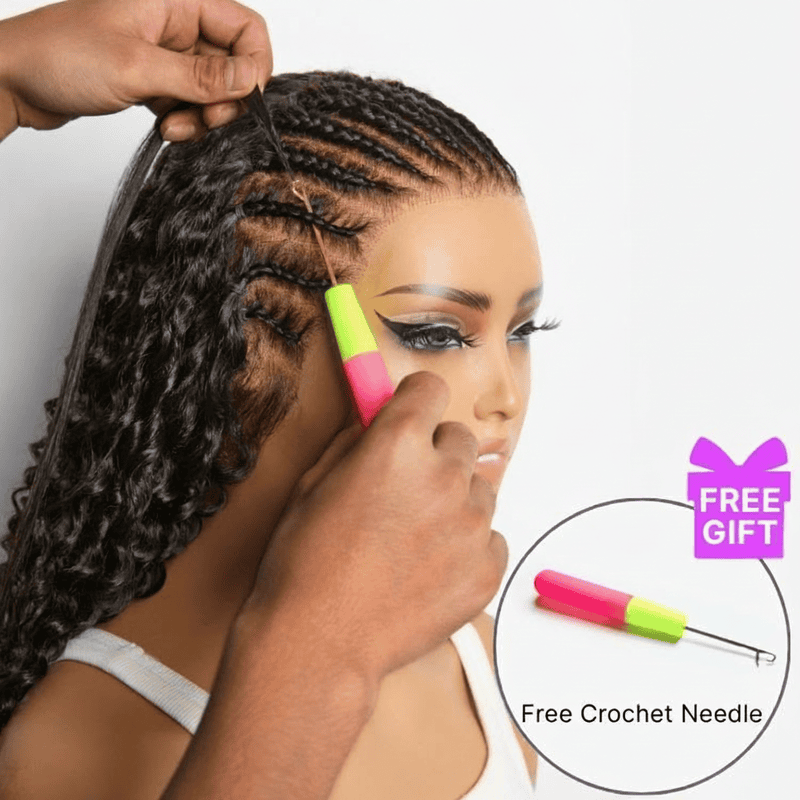 Burmese Curly Feather Crochet Human Hair Extensions | Miracle Knots Boho Braid | Natural Black