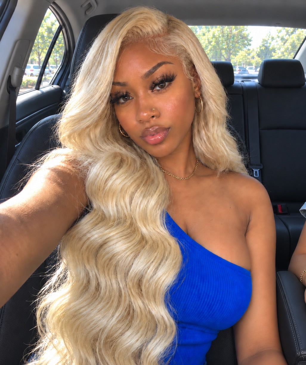 #613 Blonde 13"x4" Body Wave Transparent Lace Frontal Wig 22-28 Inch | 200% Density