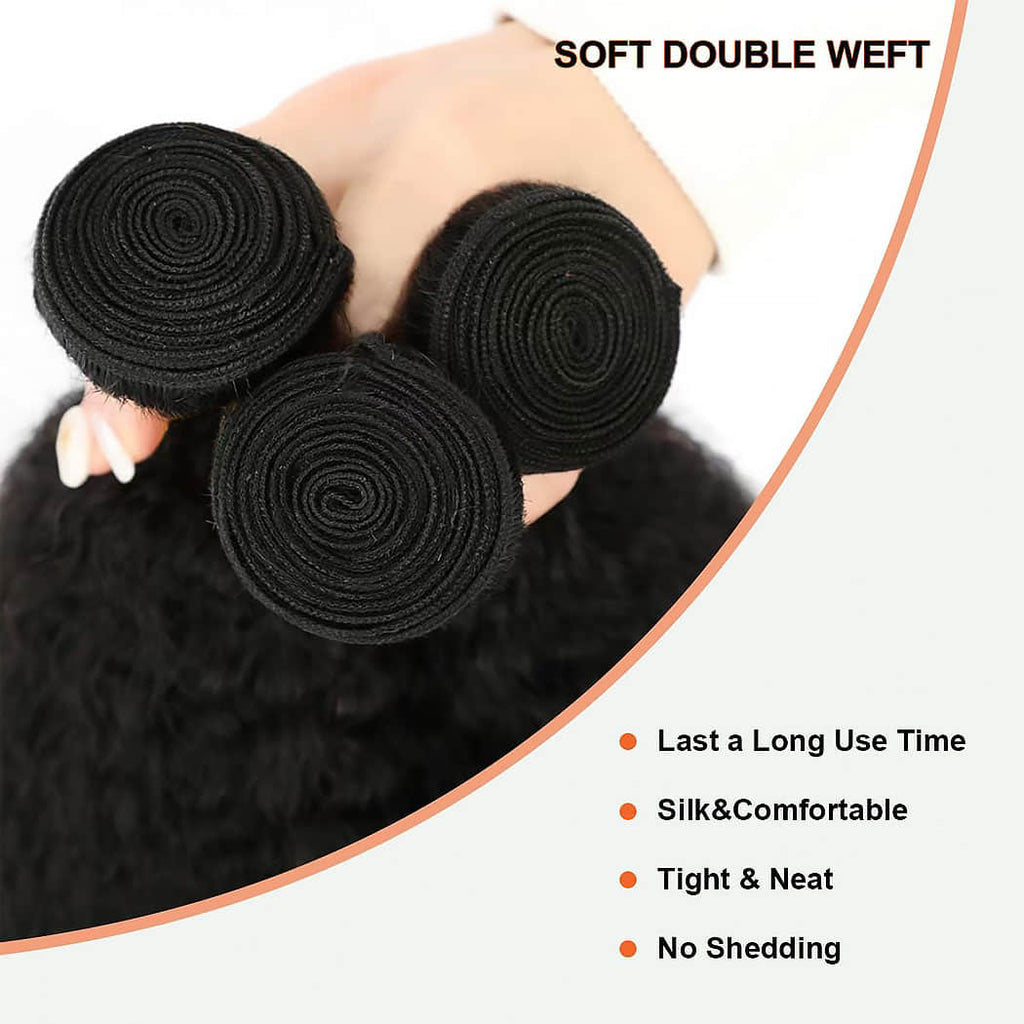Kinky Straight Brazilian Virgin Hair Bundles 14-30 Inch | Natural Black #1B