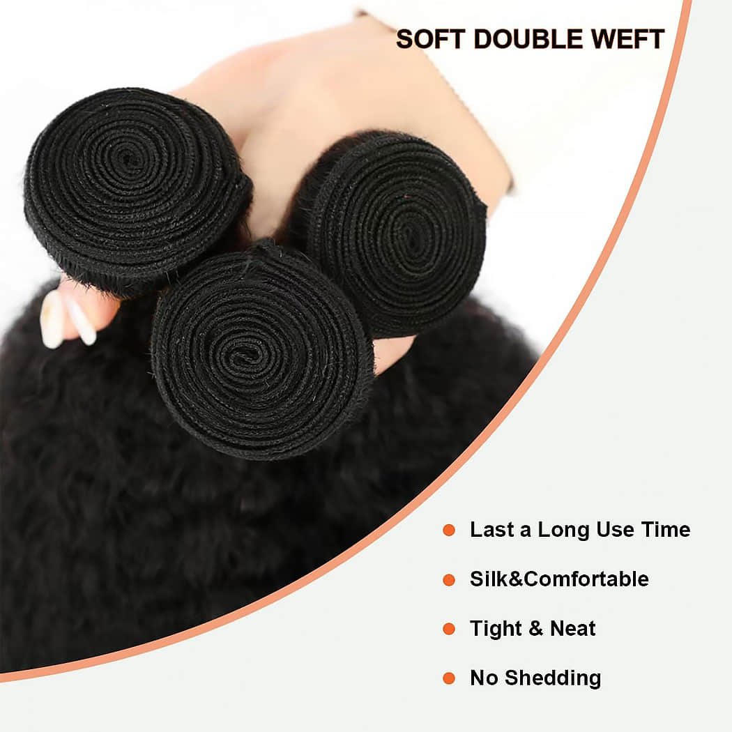 Kinky Straight Brazilian Virgin Hair Bundles 14-30 Inch | Natural Black #1B