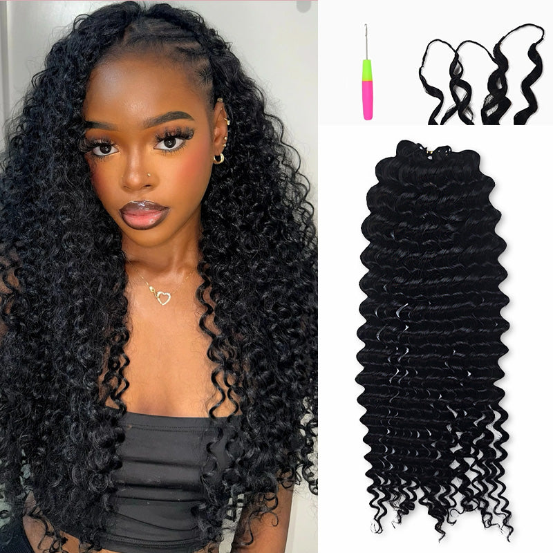 Water Wave Crochet Human Hair for Miracle Knots | Lightweight Boho Braid Extensions 14-20 Inch