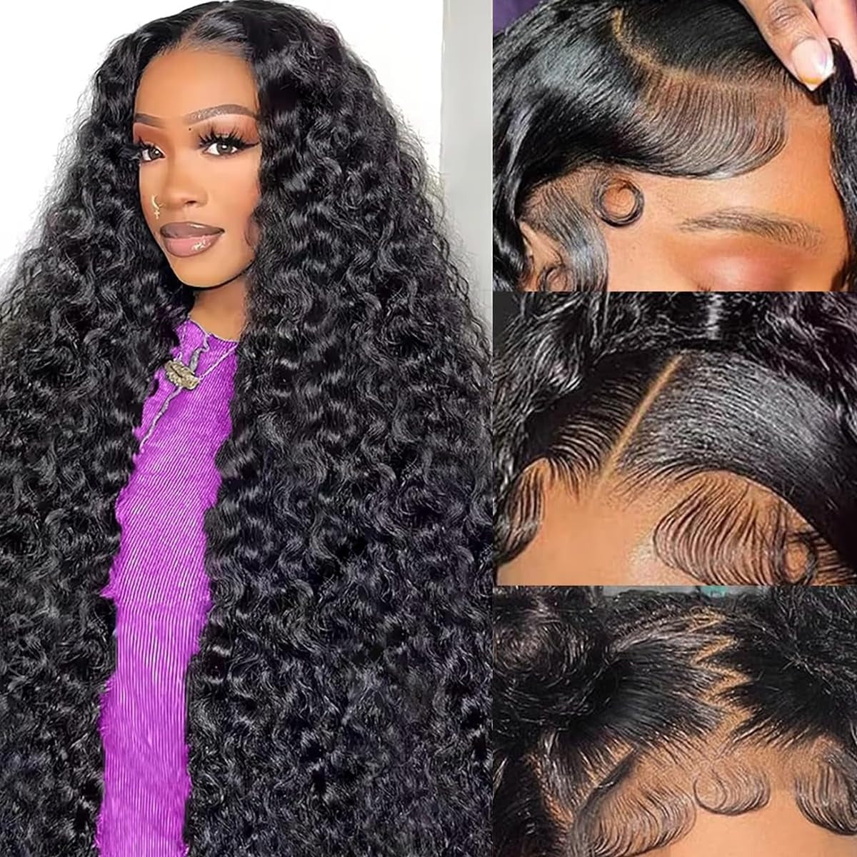 13"x4" Deep Wave Transparent Lace Frontal Wig 16-28 Inch | 150% Density | Natural Black #1B