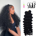 Deep Wave Feather Crochet Human Hair | Pre-Looped Boho Braid Extensions 14-20 Inch